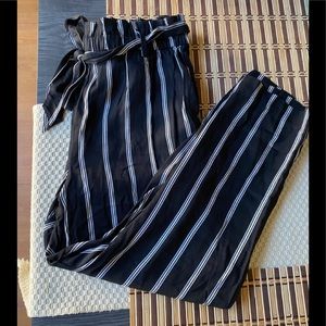 Black and White striped paperbag pants